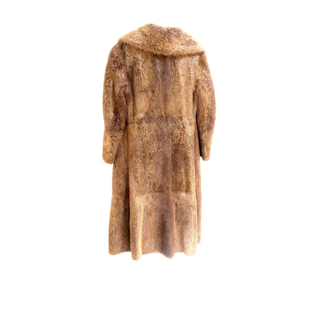Vintage 1960s Brown Fur Coat Long Minimalist Real Fur Size L XL Luxury Womens - Picture 14 of 16